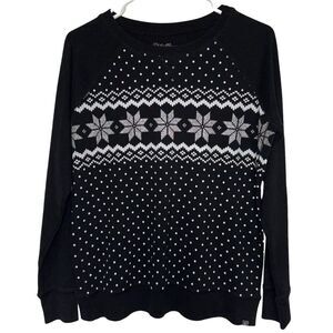 eddie bauer black and white holiday print Crewneck